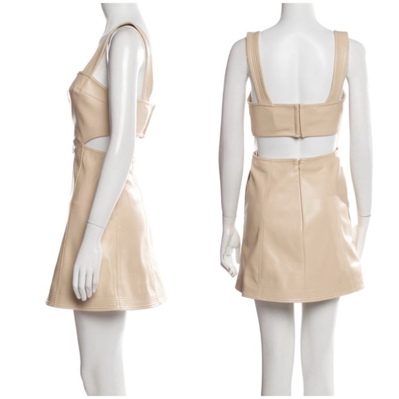 Jonathan Simkhai vegan leather cut out mini dress in vanilla - Picture 4 of 14